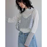 ホワイト×シルバー(002) | [2024SS PRE ORDER]プチハイネックラメスリーブシアートップス | Re:EDIT