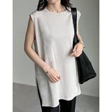 グレージュ(027) | [二の腕すっきり]コットンフレンチスリーブチュニックTシャツ | Re:EDIT