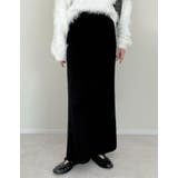 ブラック(001) | [低身長サイズ有]スパンコールラメミックスニットナロースカート | Re:EDIT