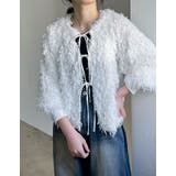 ホワイト(002) | 前後2WAYフェザーリボンボリュームスリーブカーディガン | Re:EDIT