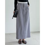 グレー×ホワイト(005) | [低身長サイズ有]ソフトツイルダブルウエストナロースカート | Re:EDIT