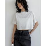 ホワイト×シルバー(003) | クロップド丈スパンコールロゴTシャツ | Re:EDIT