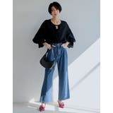 [低身長/高身長サイズ有]ワイドストレートドットデニムパンツ | Re:EDIT | 詳細画像6 