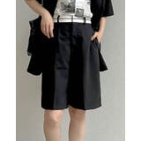 ブラック(001) | ライトツイルマーベルトウエストデザインショートパンツ | Re:EDIT