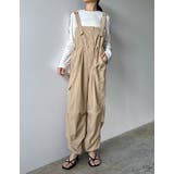 ベージュ(004) | [低身長/高身長サイズ有]ナイロンタフタウエストドロストカーゴサロペット | Re:EDIT