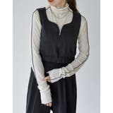 ブラック(001) | サテンハートネックフロントジップビスチェ | Re:EDIT