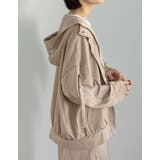 ラインベージュ(004) | サテンフーディージップブルゾン | Re:EDIT