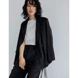 ブラック(001) | サテンダブルテーラードジャケット | Re:EDIT