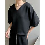 ブラック(001) | ダンボールハートネックランタンスリーブトップス | Re:EDIT