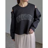 チャコールグレー(006) | 裏毛刺繍ロゴ肩スリットあきショート丈トップス | Re:EDIT