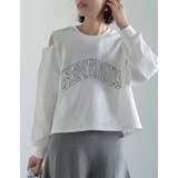 裏毛刺繍ロゴ肩スリットあきショート丈トップス | Re:EDIT | 詳細画像12