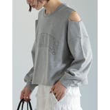 裏毛刺繍ロゴ肩スリットあきショート丈トップス | Re:EDIT | 詳細画像16