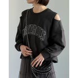 裏毛刺繍ロゴ肩スリットあきショート丈トップス | Re:EDIT | 詳細画像8