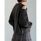 裏毛刺繍ロゴ肩スリットあきショート丈トップス | Re:EDIT | 詳細画像9