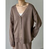 モカ(019) | ミラノリブハートボタンニットカーディガン | Re:EDIT