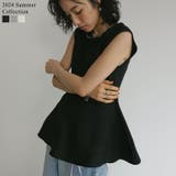 [洗濯機で洗える]スポンジニットノースリーブペプラムフレアトップス | Re:EDIT | 詳細画像1 