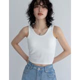 オフホワイト(002) | カップ付きクロップドリブタンクトップ | Re:EDIT