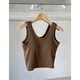 モカブラウン(019) | カップ付きクロップドリブタンクトップ | Re:EDIT