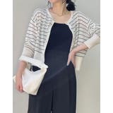 ホワイト×ブラック(102) | シアーニット長袖カーディガン | Re:EDIT