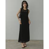 ブラック(001) | インナー付きメッシュニットナローワンピース | Re:EDIT