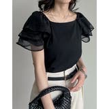 [着た瞬間ひんやり][接触冷感]2WAYシアーパフオフショルトップス | Re:EDIT | 詳細画像4 