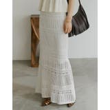 アイボリー(003) | かぎ針編みニットナロースカート | Re:EDIT