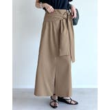 [低身長サイズ有]リネン混ウエストリボンナロースカート | Re:EDIT | 詳細画像3 