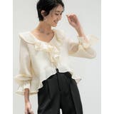 アイボリー(003) | ラッフルフリルカラーリボンブラウス | Re:EDIT