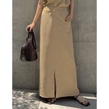 ベージュ(004) | リネンライクスリットナロースカート | Re:EDIT