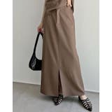 ブラウン(009) | リネンライクスリットナロースカート | Re:EDIT