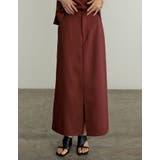 バーガンディ(012) | リネンライクスリットナロースカート | Re:EDIT