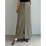 カーキ(018) | リネンライクスリットナロースカート | Re:EDIT