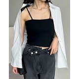 ブラック(001) | [接触冷感]選べる丈カップ付きリブ肩リボンキャミソール | Re:EDIT