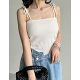 アイボリー(003) | [接触冷感]選べる丈カップ付きリブ肩リボンキャミソール | Re:EDIT