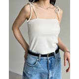 [接触冷感]選べる丈カップ付きリブ肩リボンキャミソール | Re:EDIT | 詳細画像36 