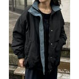 ブラック×ブルー(501) | 配色スタンドネック中綿ブルゾン | Re:EDIT