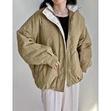 ベージュ×アイボリー(504) | 配色スタンドネック中綿ブルゾン | Re:EDIT