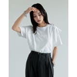 ホワイト(502) | 天竺ラッフルショルダーTシャツ | Re:EDIT