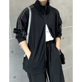 ブラック(501) | [丈が選べる]チェーンステッチライントラックジャケット | Re:EDIT