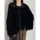 ブラック(501) | ボリュームスリーブループフリンジニットカーディガン | Re:EDIT