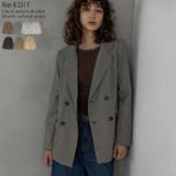 チェック柄or無地ダブルテーラードジャケット | Re:EDIT | 詳細画像1