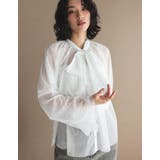 ビジューホワイト(502) | シアービジュー&シフォンボウタイ付きブラウス | Re:EDIT