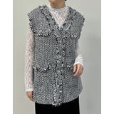 [入卒式 セレモニー]フリンジツイードベスト | Re:EDIT | 詳細画像4 