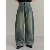 ヴィンテージブルー(511) | [低身長/高身長サイズ有]メタルストーンバレルレッグデニムパンツ | Re:EDIT