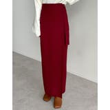 バーガンディ(706) | [低身長サイズ有]ラップデザインリブニットスカート | Re:EDIT