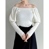 アイボリー(604) | 2WAYパフスリーブオフショルニットトップス | Re:EDIT