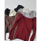 2WAYパフスリーブオフショルニットトップス | Re:EDIT | 詳細画像2 