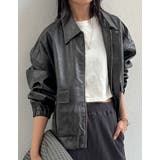 ブラック(501) | フェイクレザージップブルゾン | Re:EDIT