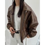 ブラウン(505) | フェイクレザージップブルゾン | Re:EDIT