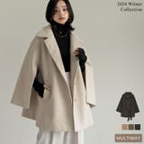 マルチウェイフェイクウールポンチョ風金ボタンミドルコート | Re:EDIT | 詳細画像1